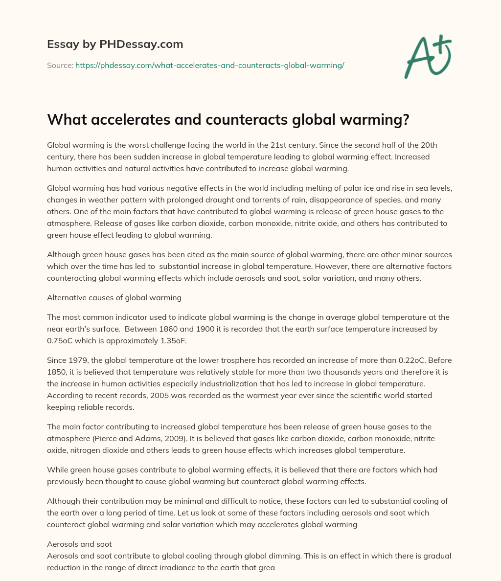 What accelerates and counteracts global warming? essay