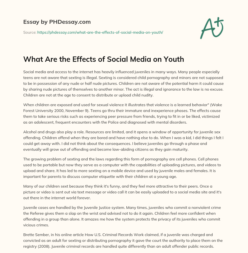 effect of social media on youth essay