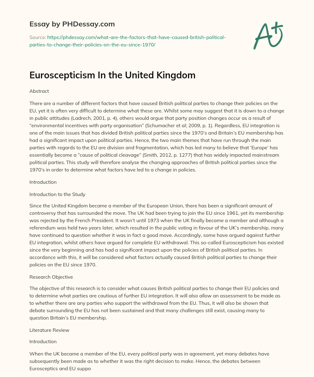 Euroscepticism In the United Kingdom essay