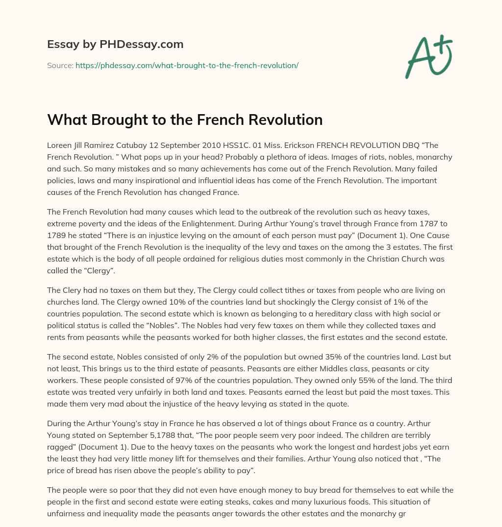 What Brought to the French Revolution essay