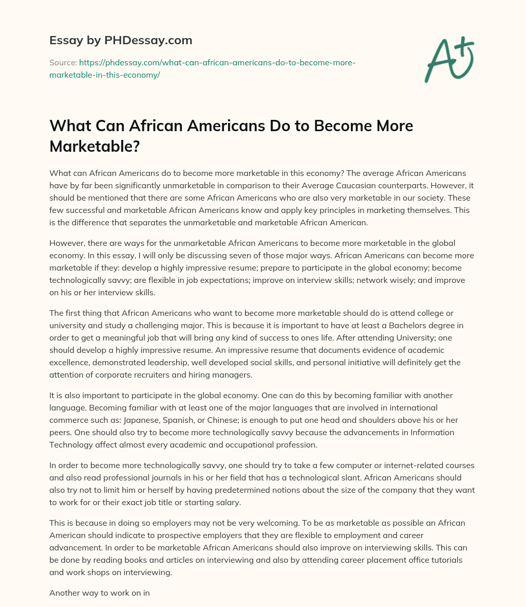 What Can African Americans Do to Become More Marketable? essay