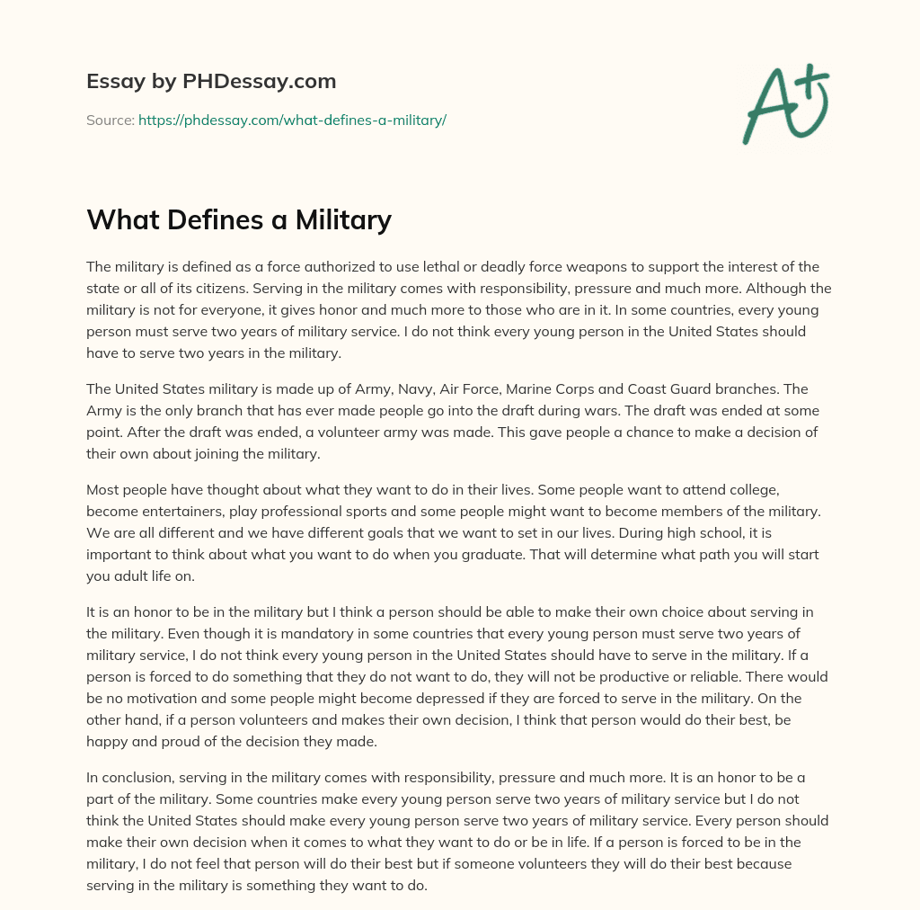 What Defines a Military essay