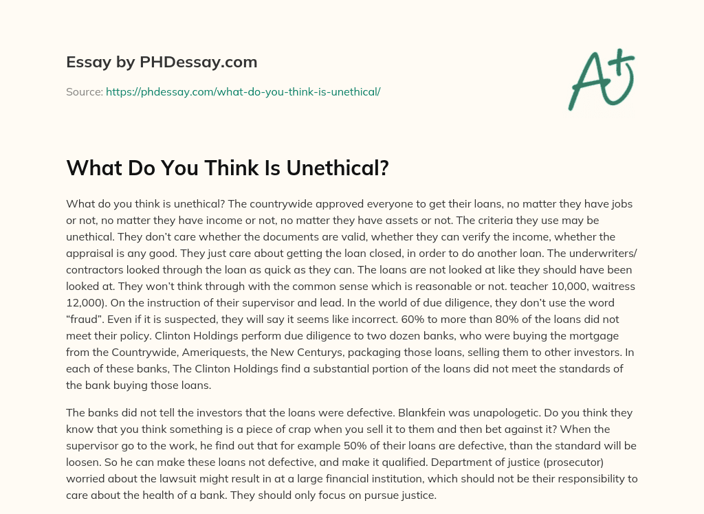 What Do You Think Is Unethical? essay