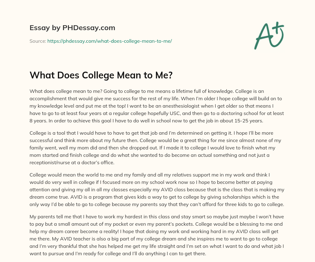 What Does College Mean to Me? essay