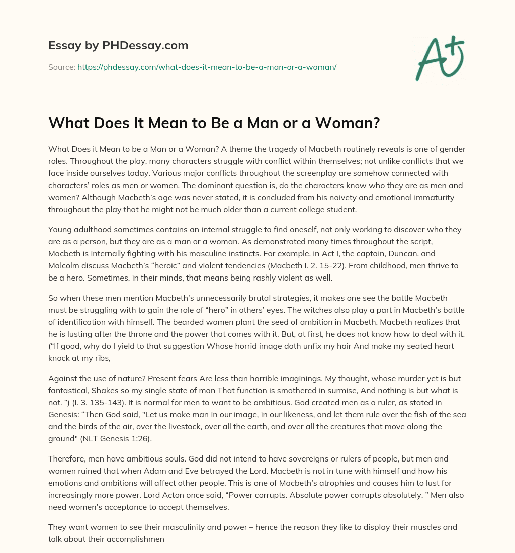 What Does It Mean to Be a Man or a Woman? essay