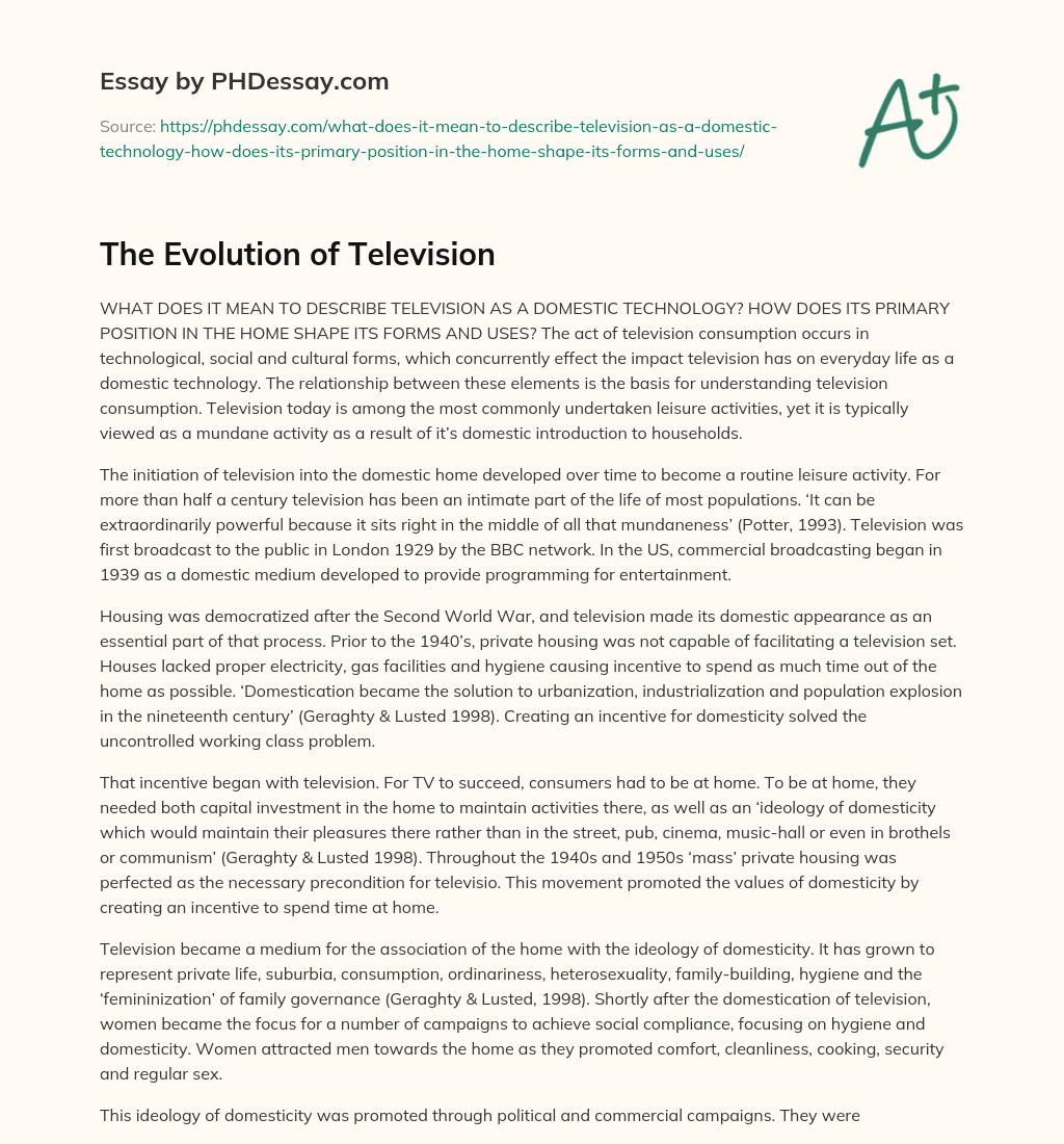 tv evolution essay