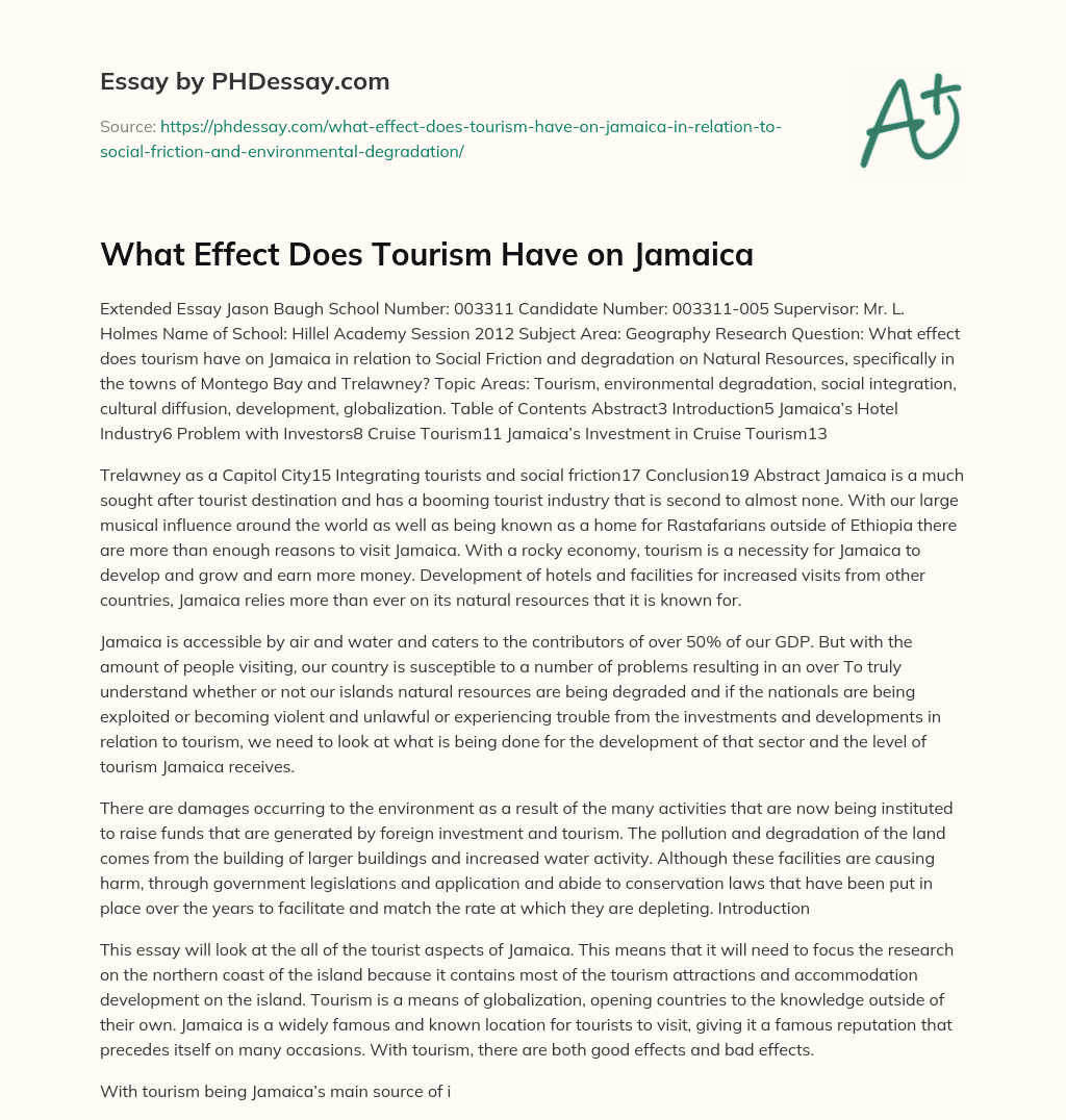 What Effect Does Tourism Have on Jamaica essay