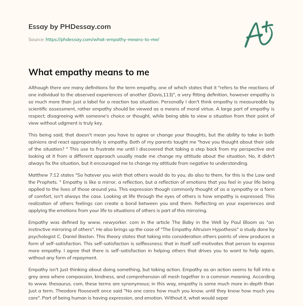 What empathy means to me essay