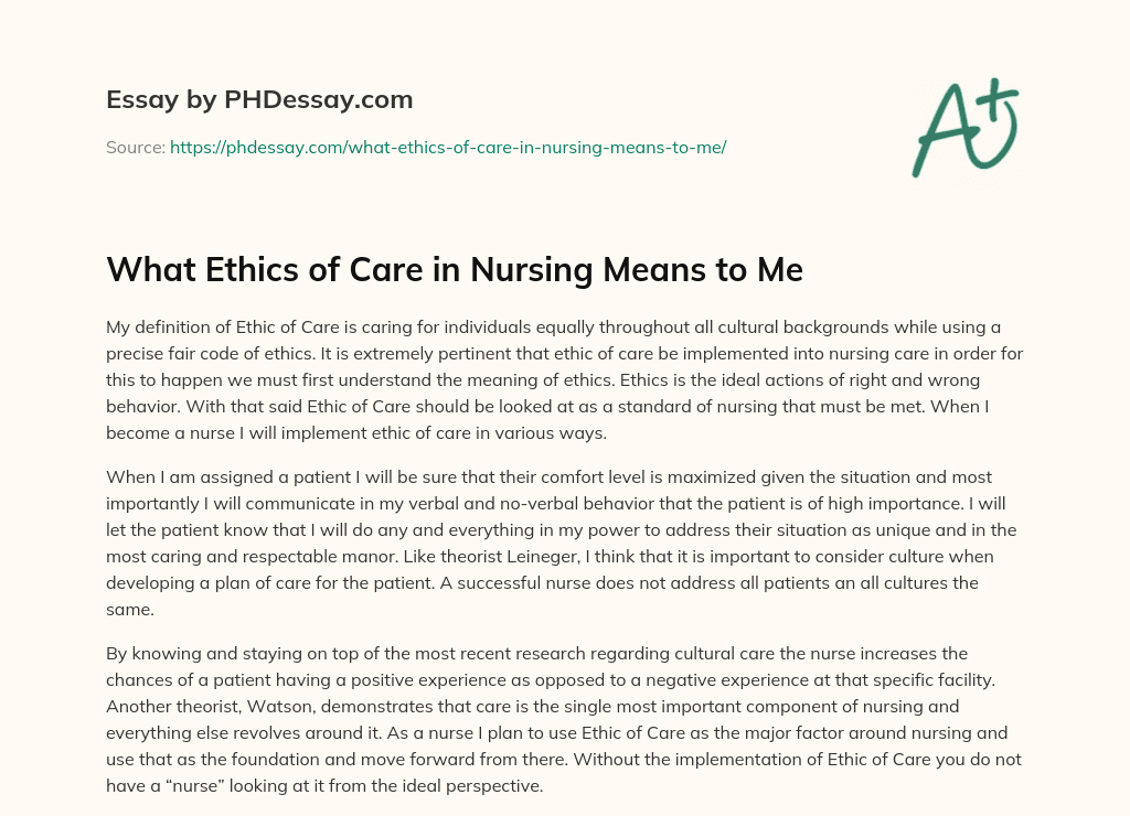 ethics in nursing essay