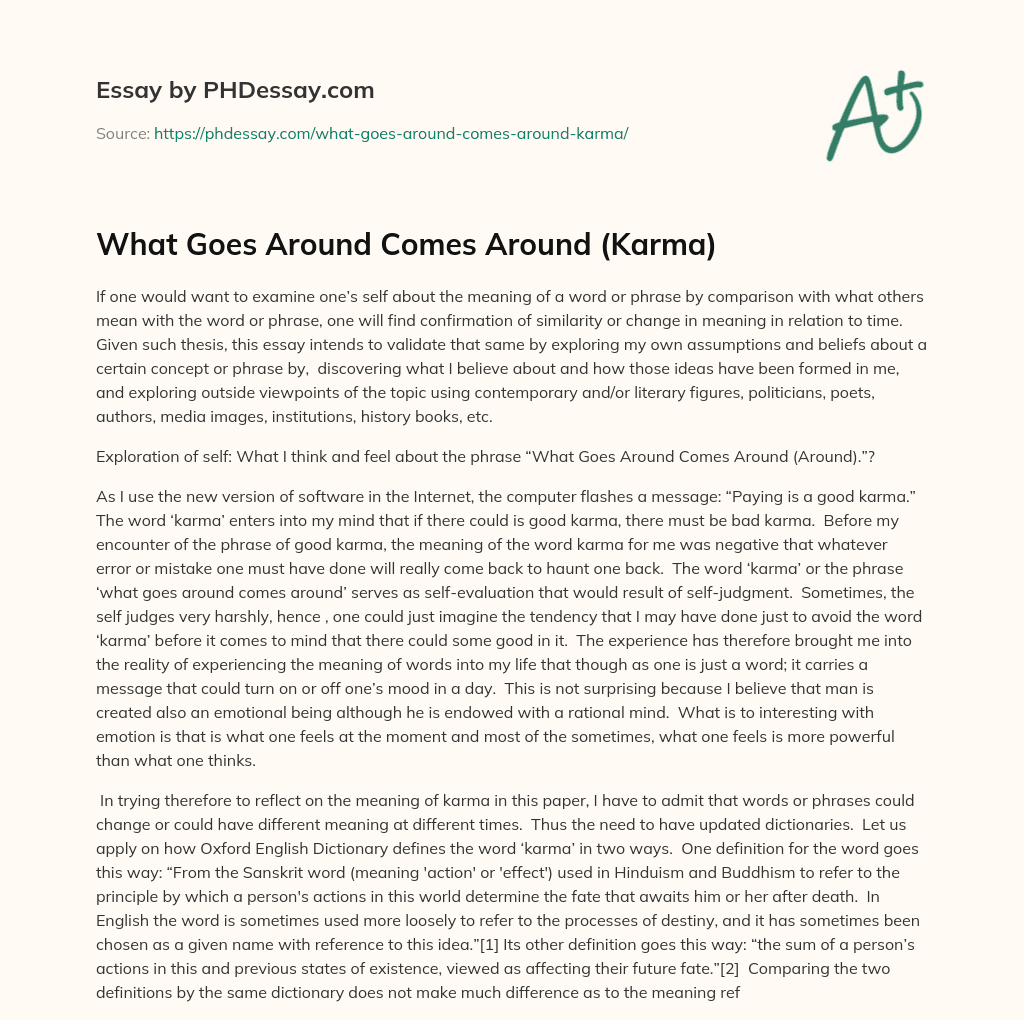 narrative essay on what goes around comes around