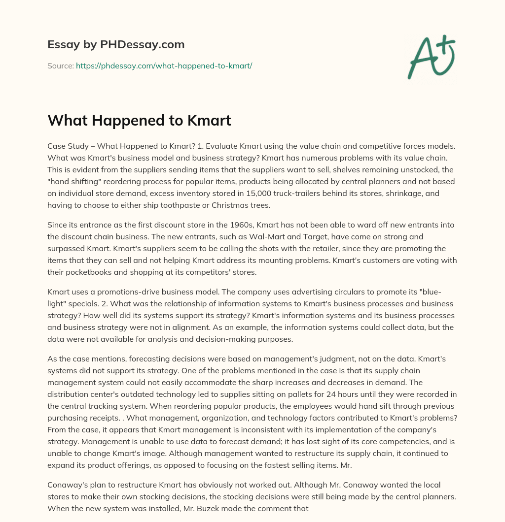 What Happened to Kmart essay