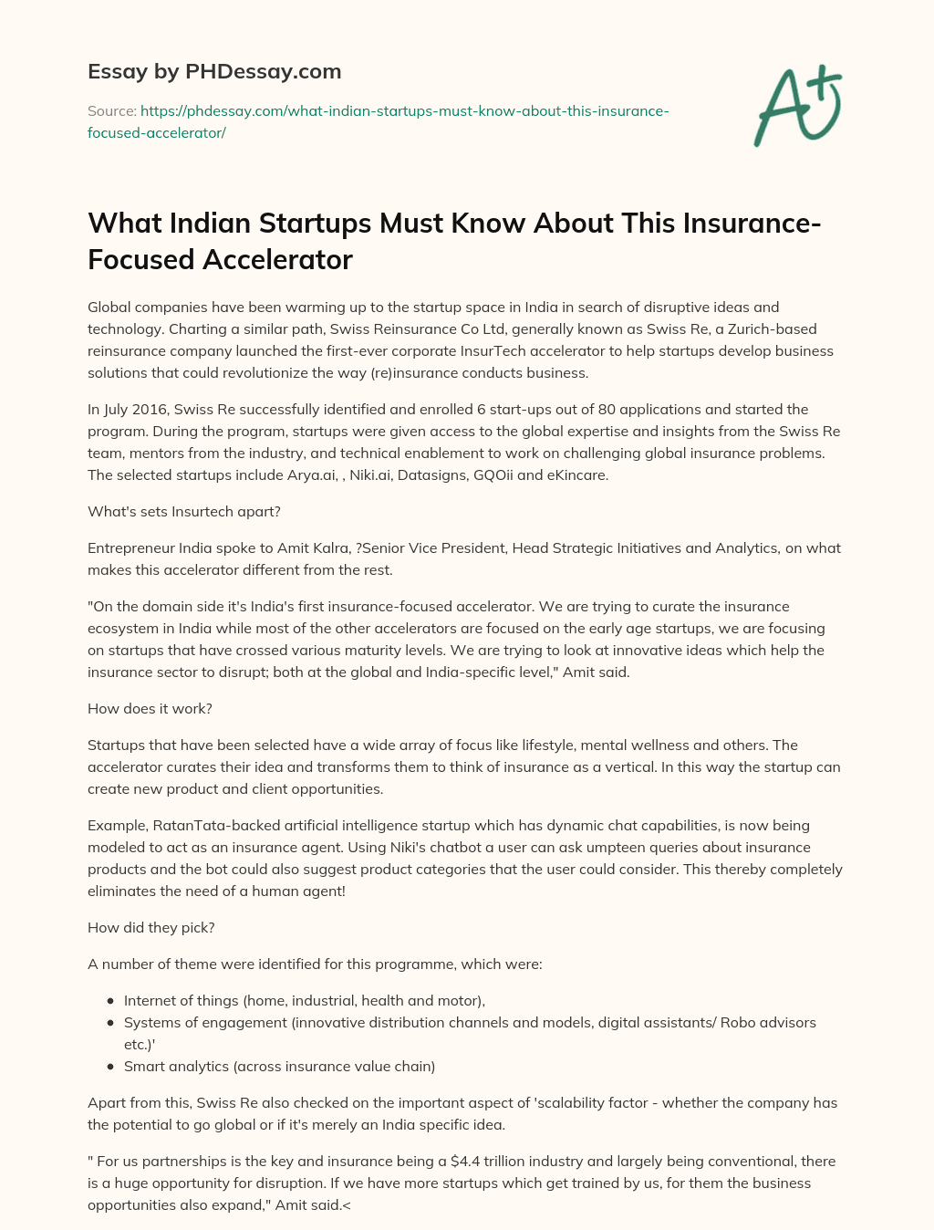 What Indian Startups Must Know About This Insurance-Focused Accelerator essay