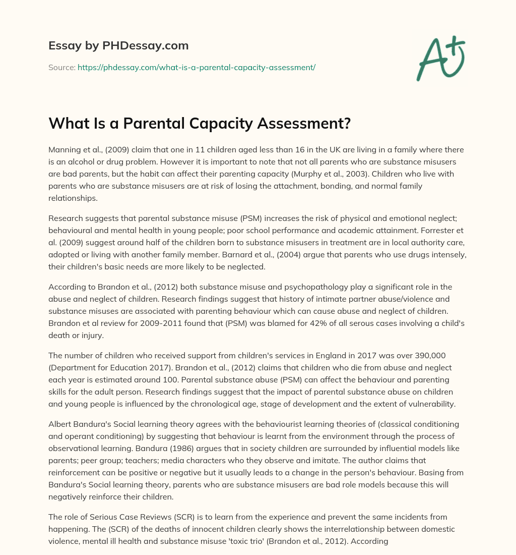 What Is a Parental Capacity Assessment? essay