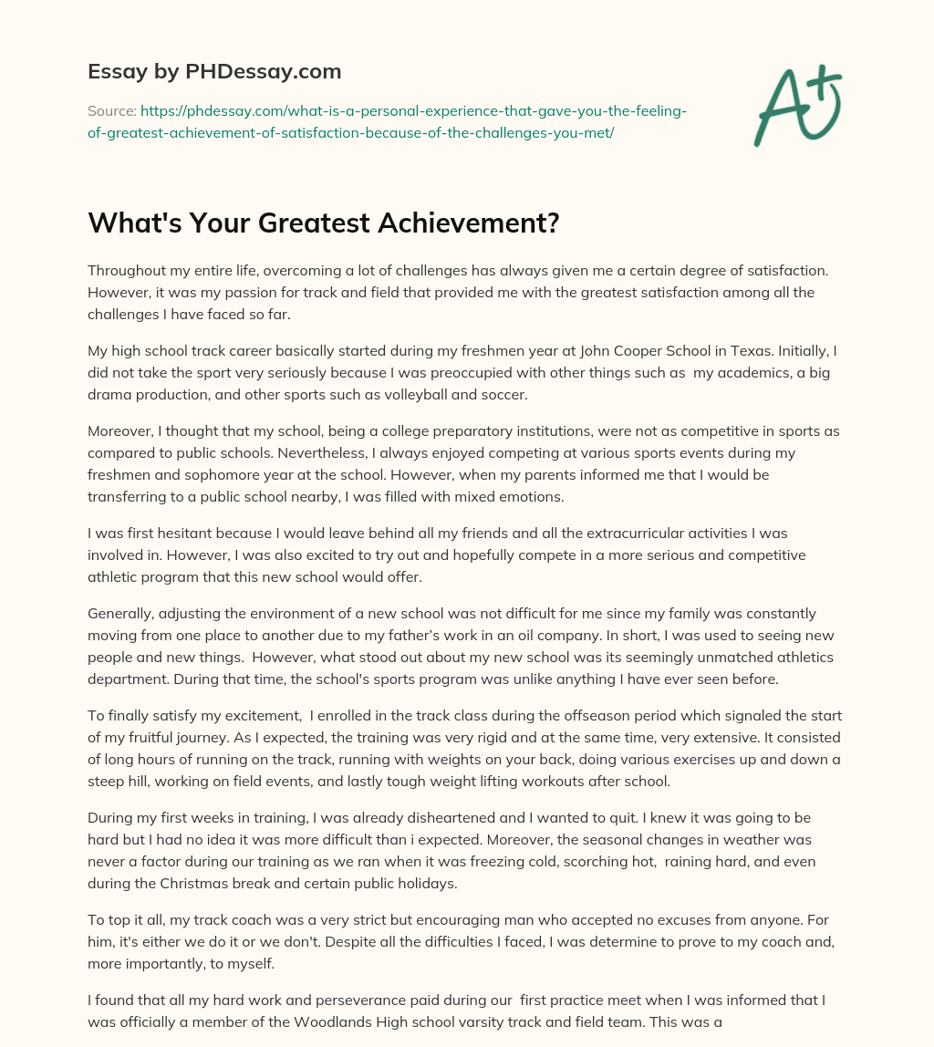 What’s Your Greatest Achievement? essay