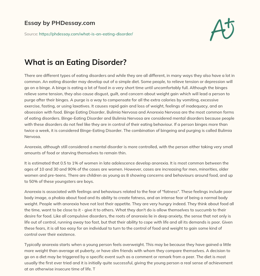 eating disorder psychology essay