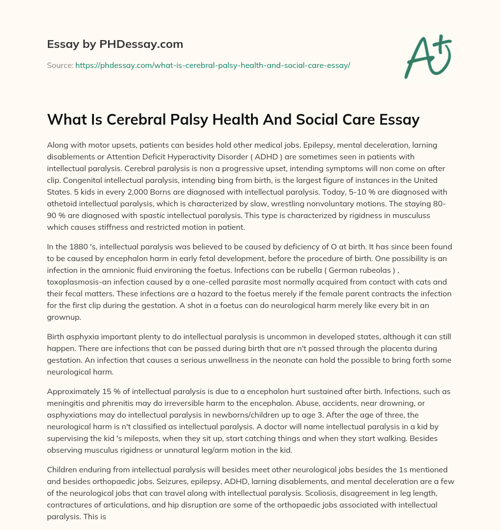 What Is Cerebral Palsy Health And Social Care Essay essay