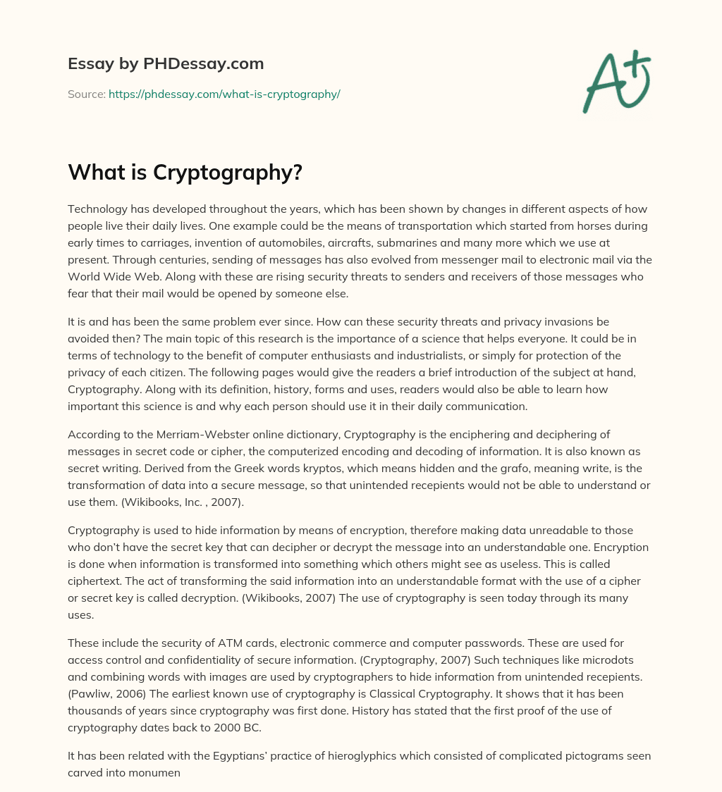 why we need cryptography essay