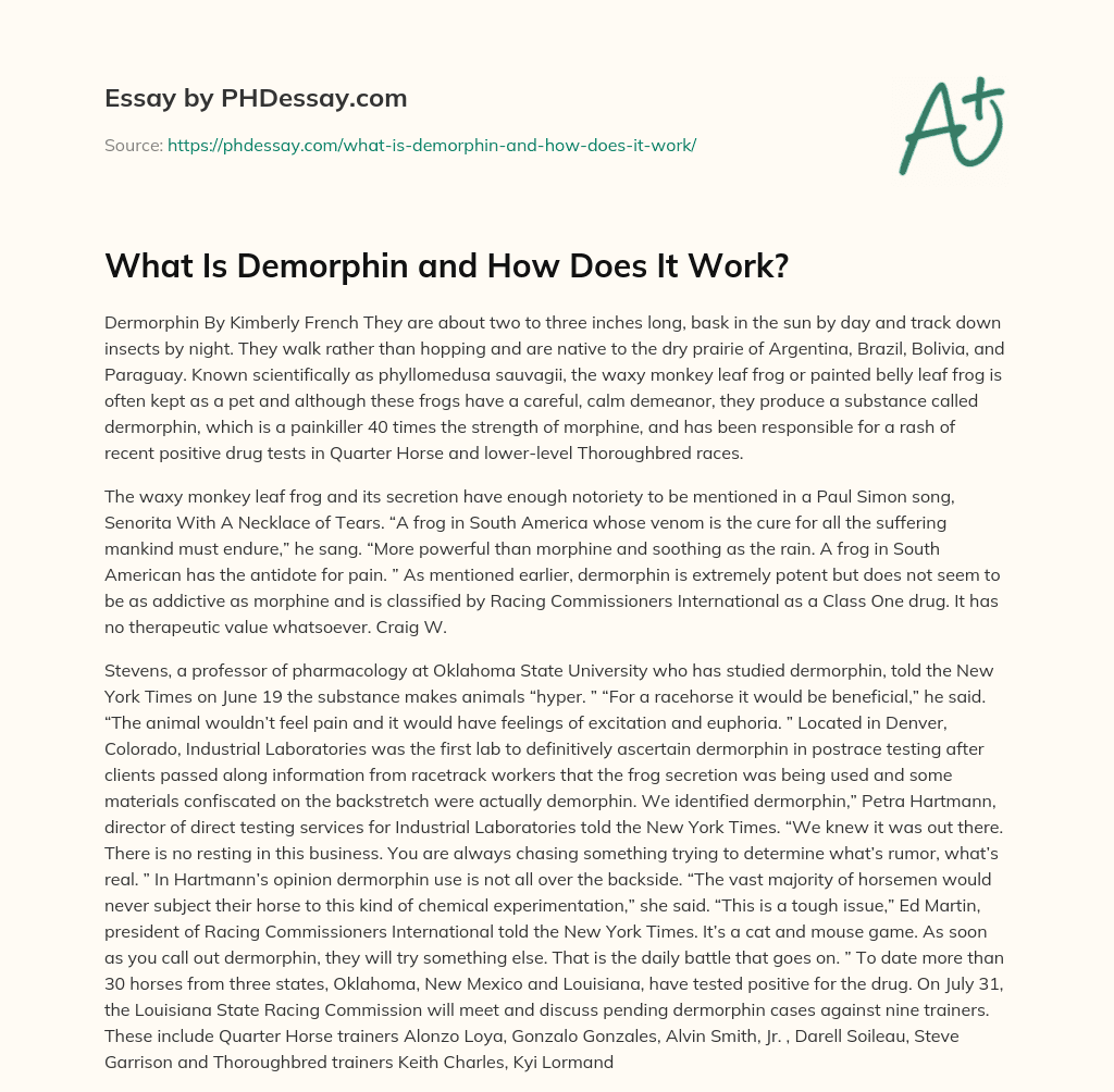 What Is Demorphin and How Does It Work? essay