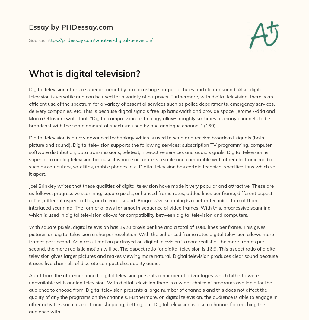 What is digital television? essay
