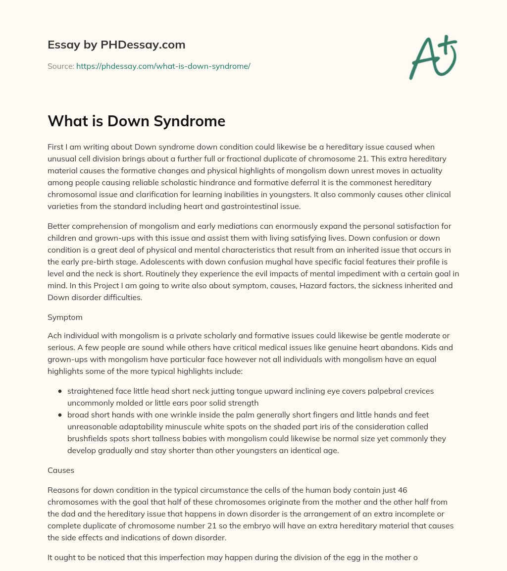 what is down syndrome essay