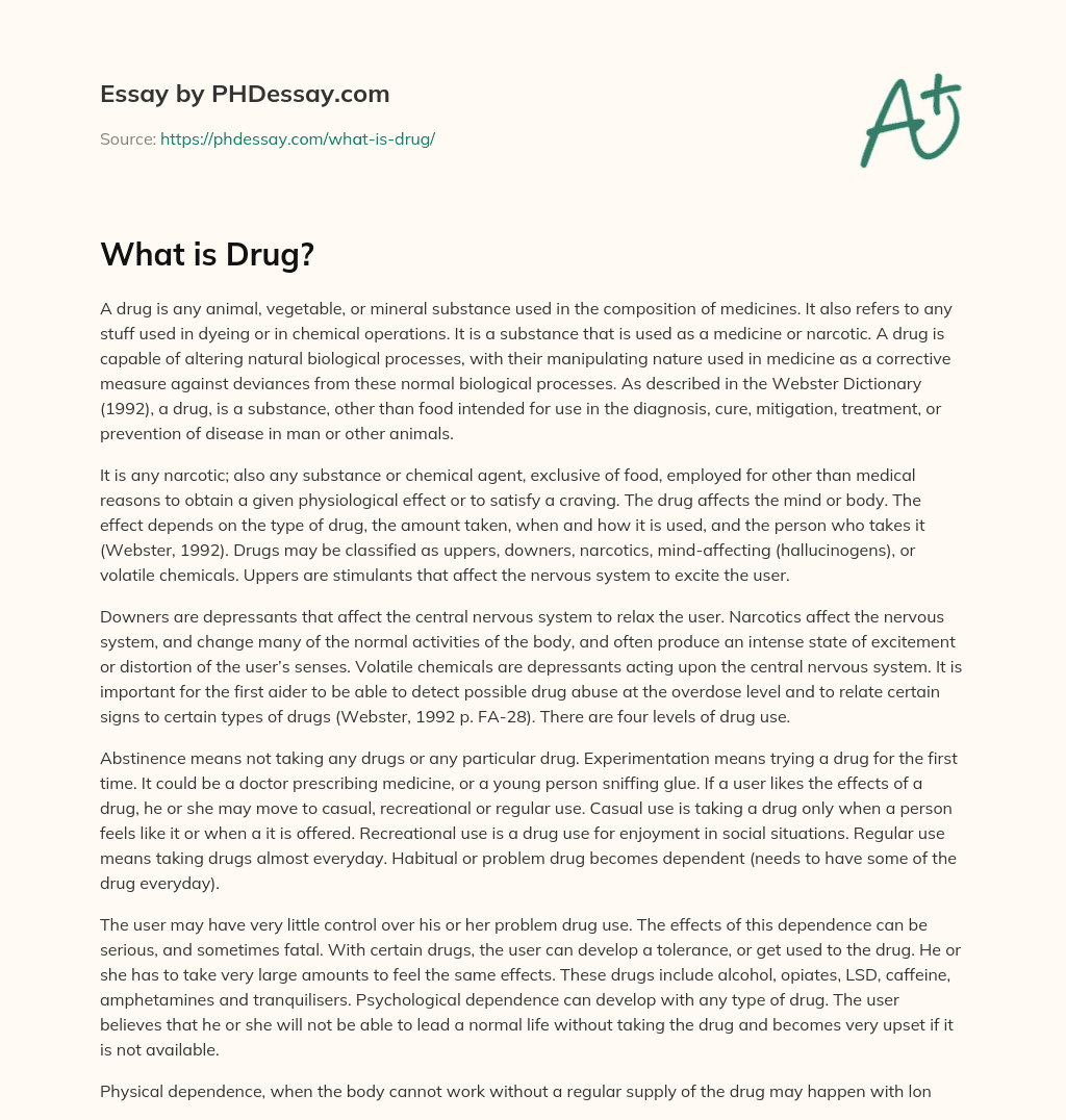 What is Drug? essay