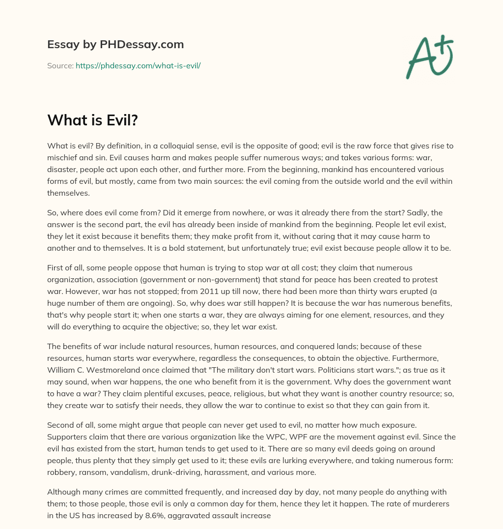 What is Evil? essay