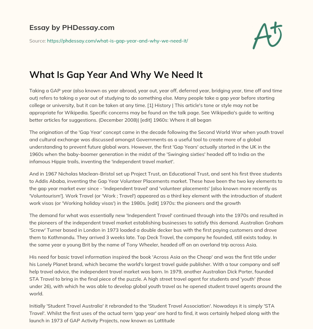 What Is Gap Year And Why We Need It essay