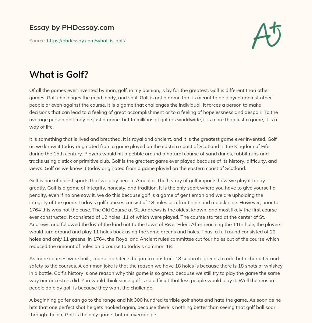 descriptive essay on golf course
