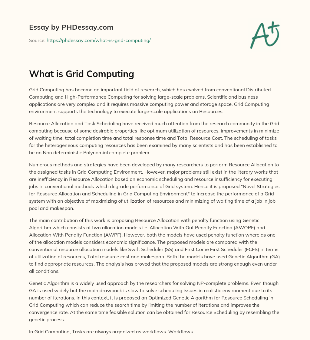 What is Grid Computing essay