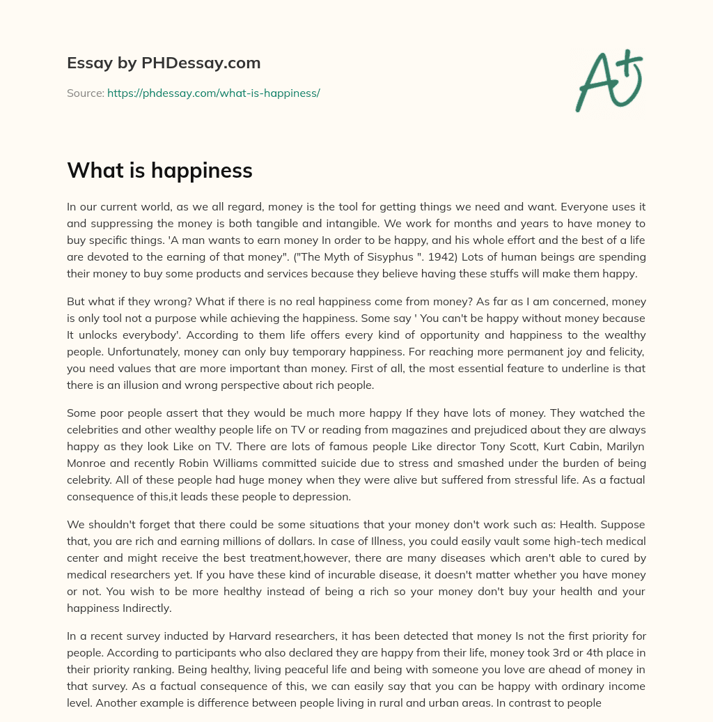 what is happiness essay 200 words