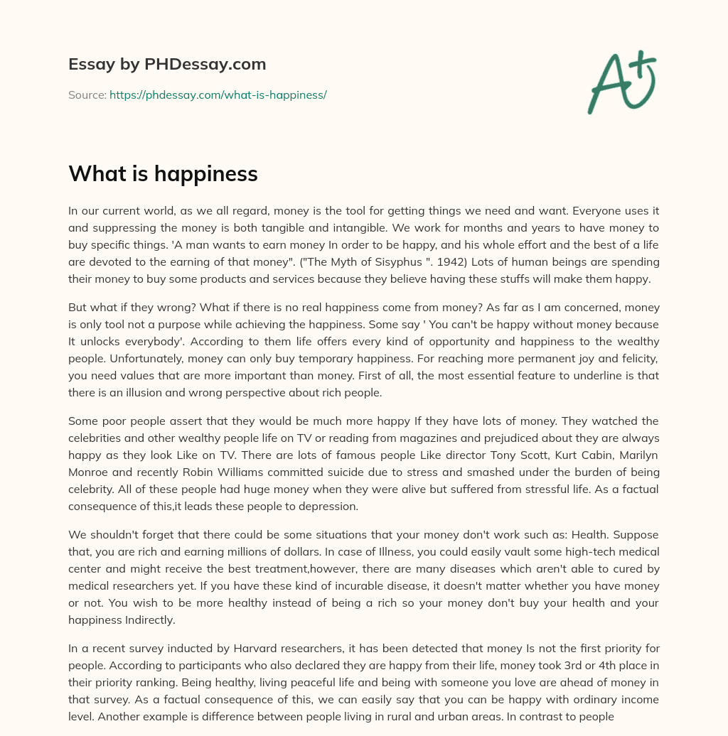 what does happiness mean essay