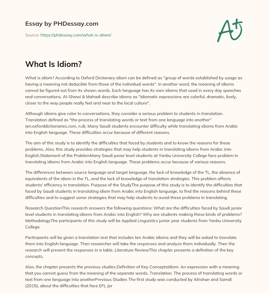 What Is Idiom? essay