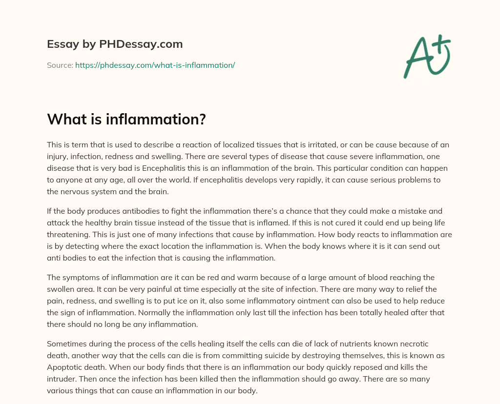 What is inflammation? essay