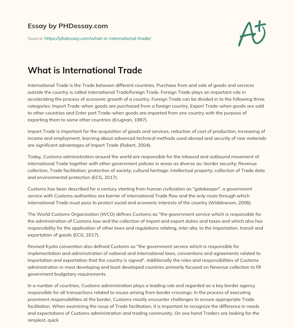 What is International Trade essay