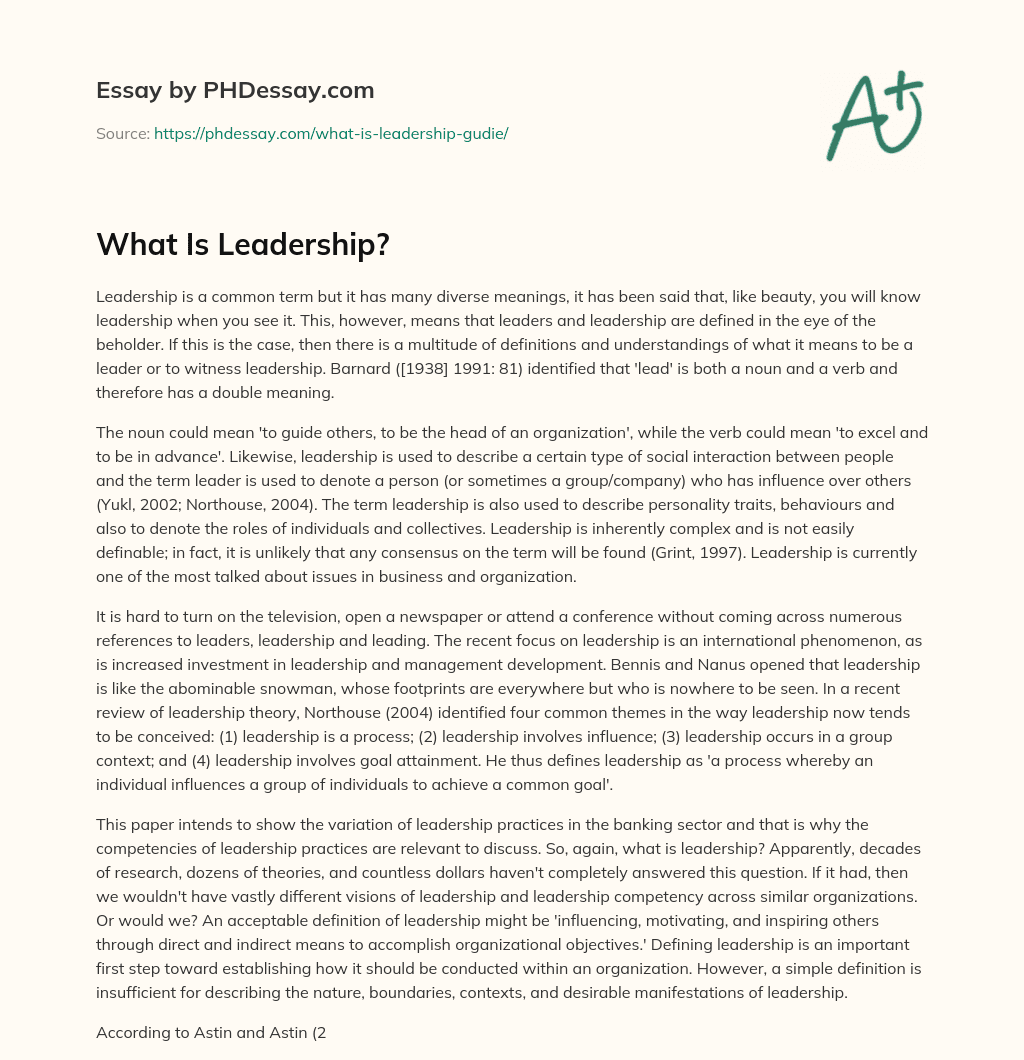 What Is Leadership? essay