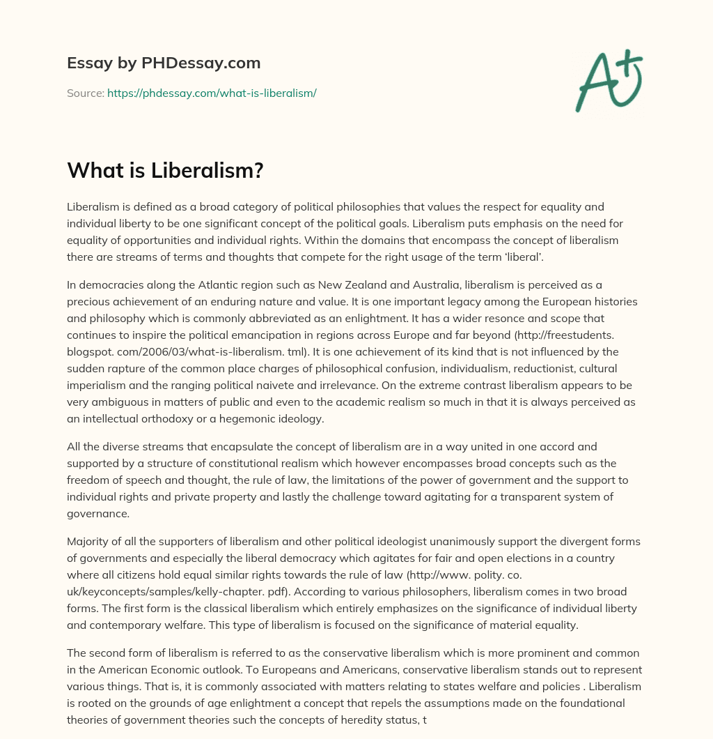 What is Liberalism? essay