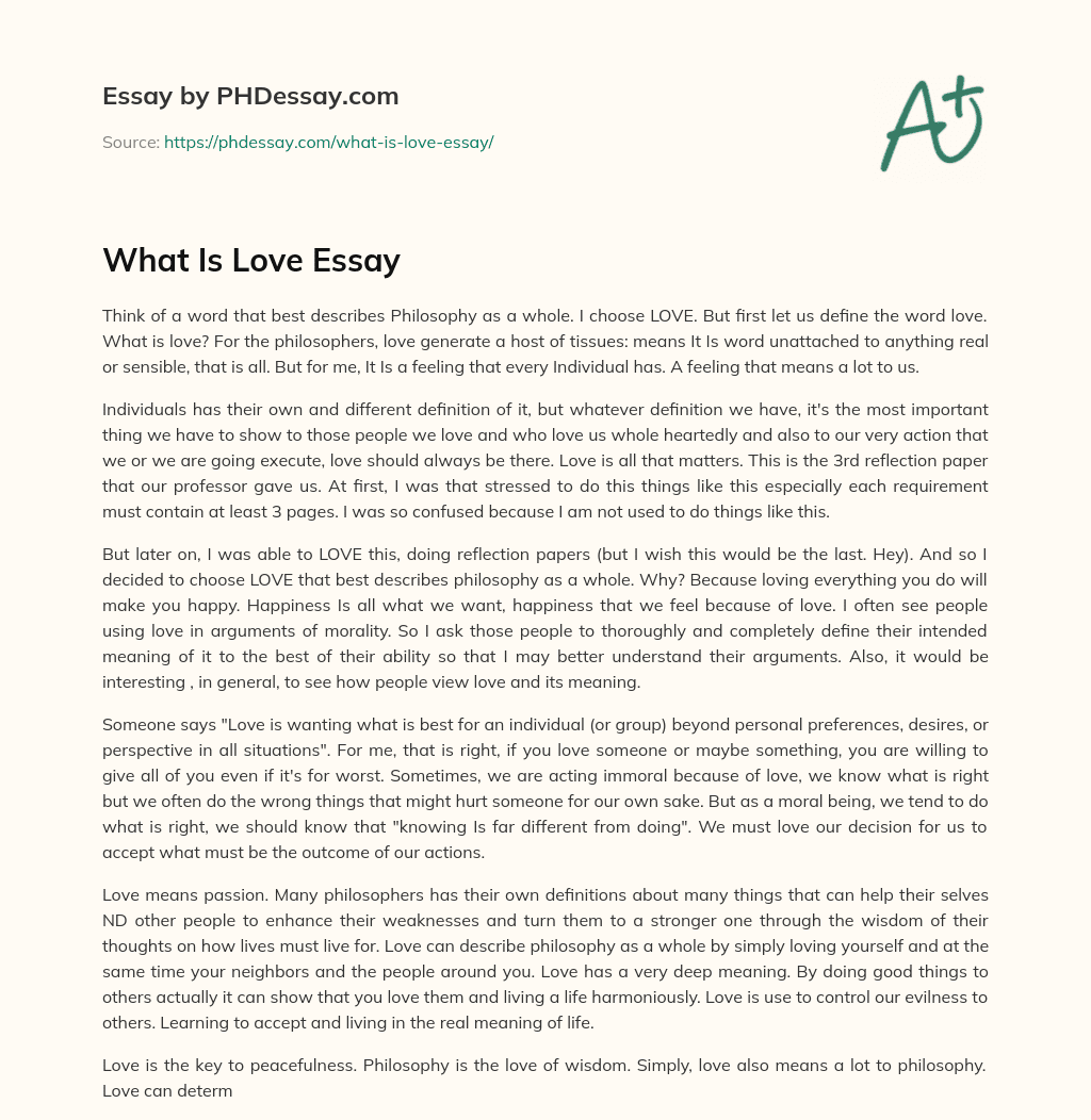 What Is Love Essay PHDessay