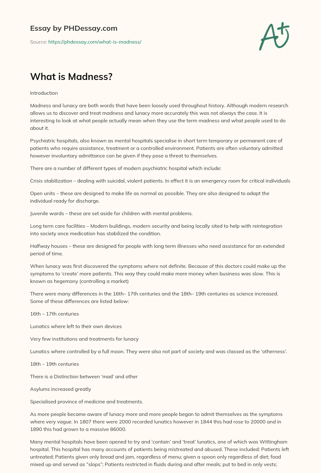 What is Madness? essay