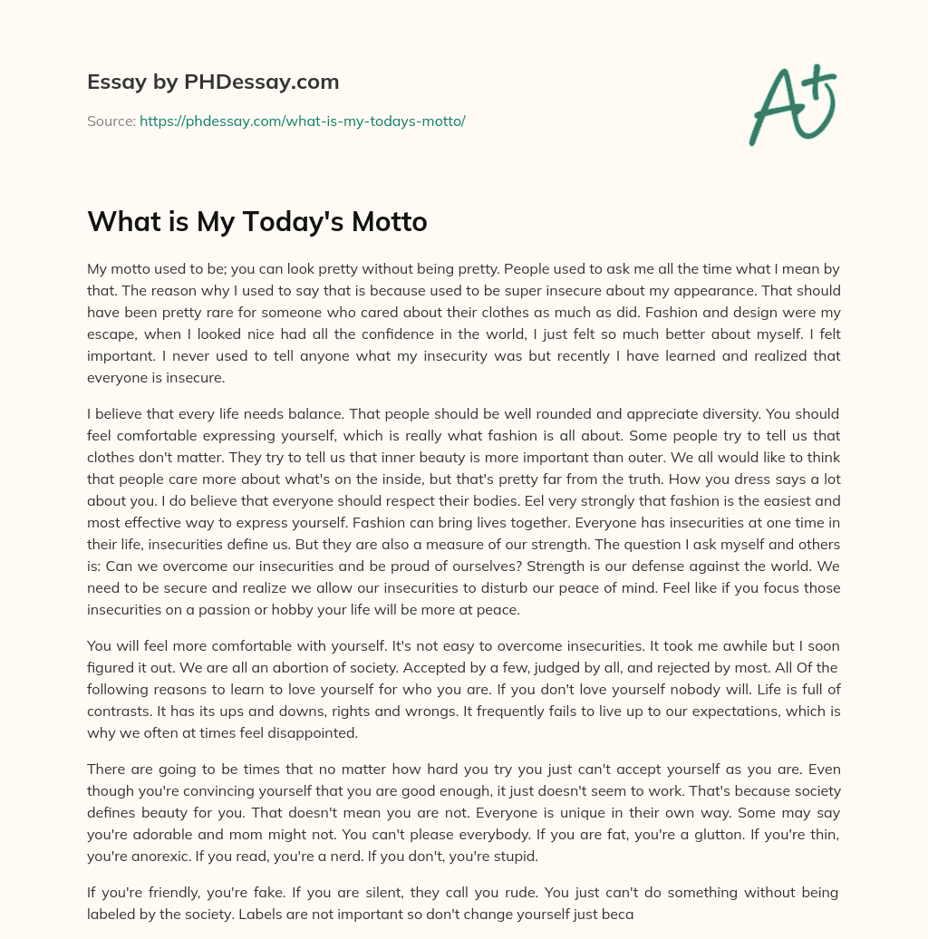 What is My Today’s Motto essay