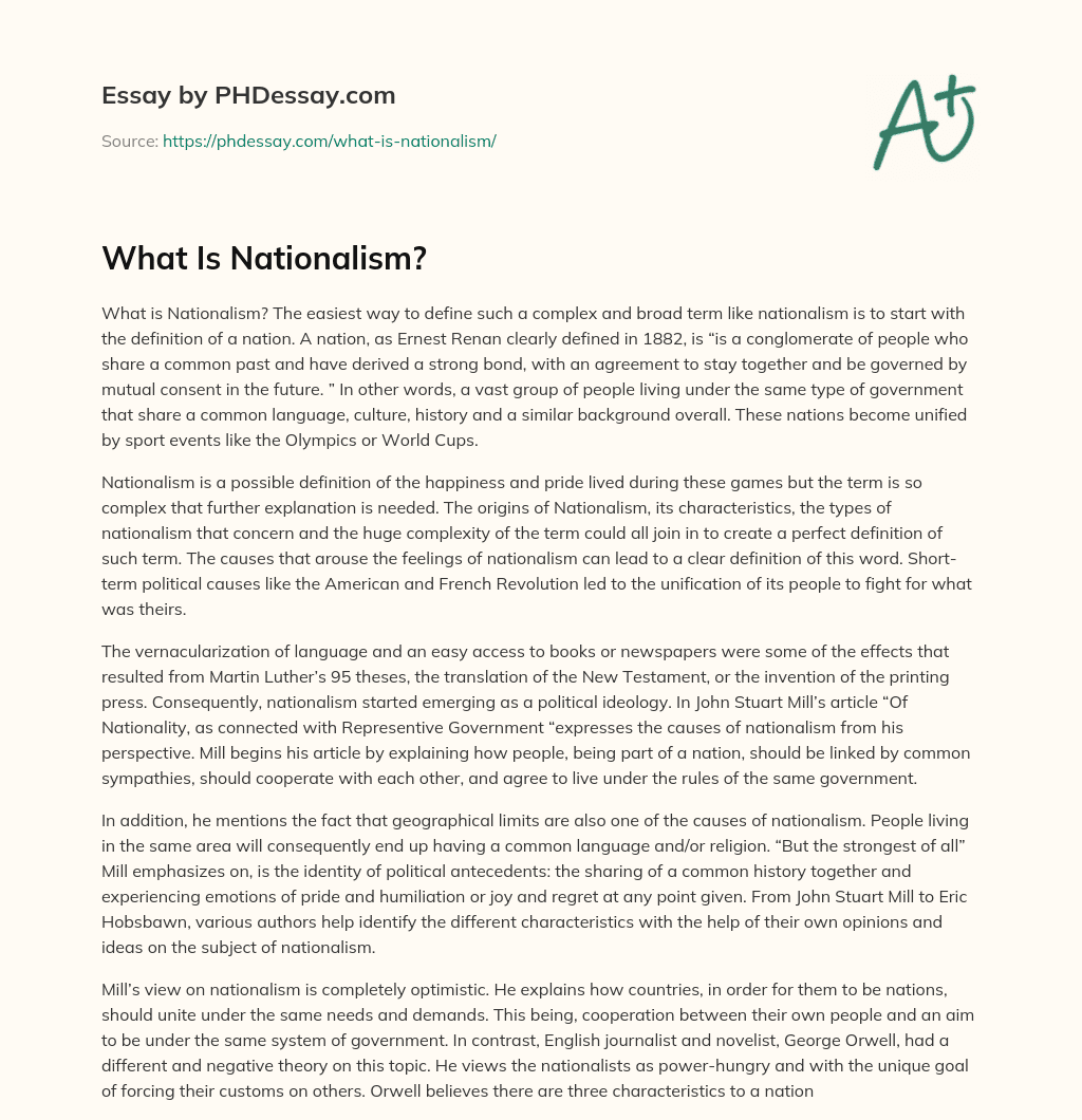 What Is Nationalism? essay