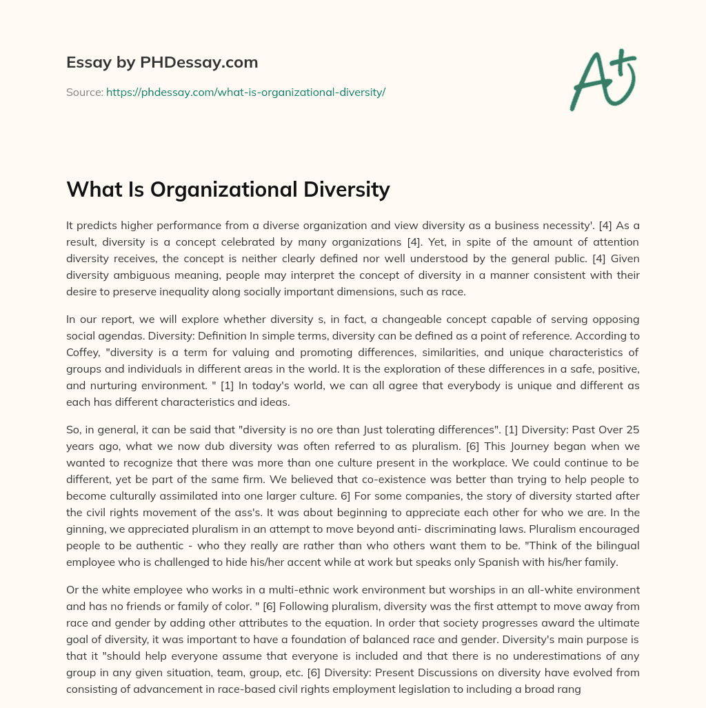 What Is Organizational Diversity essay