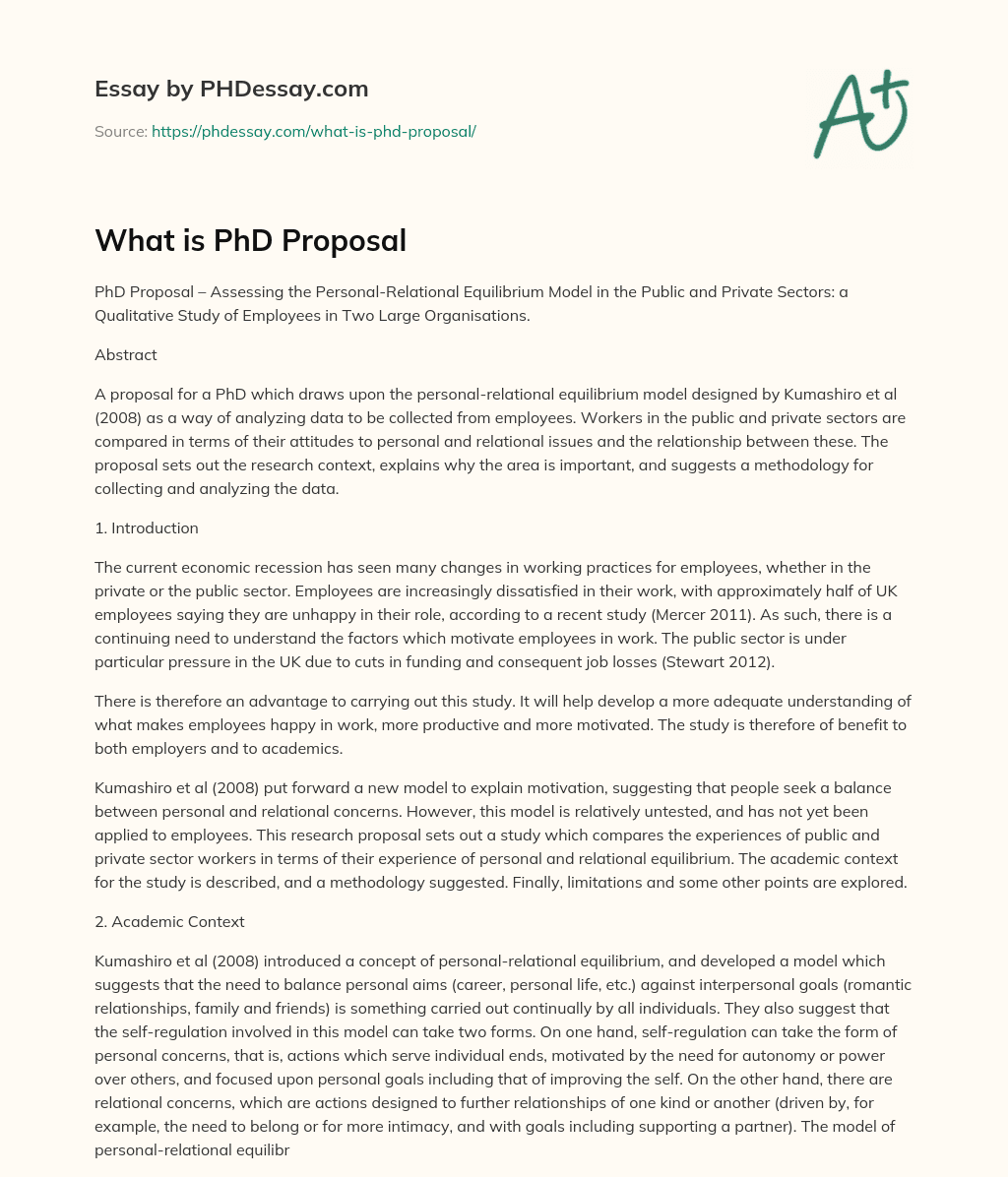 What is PhD Proposal essay