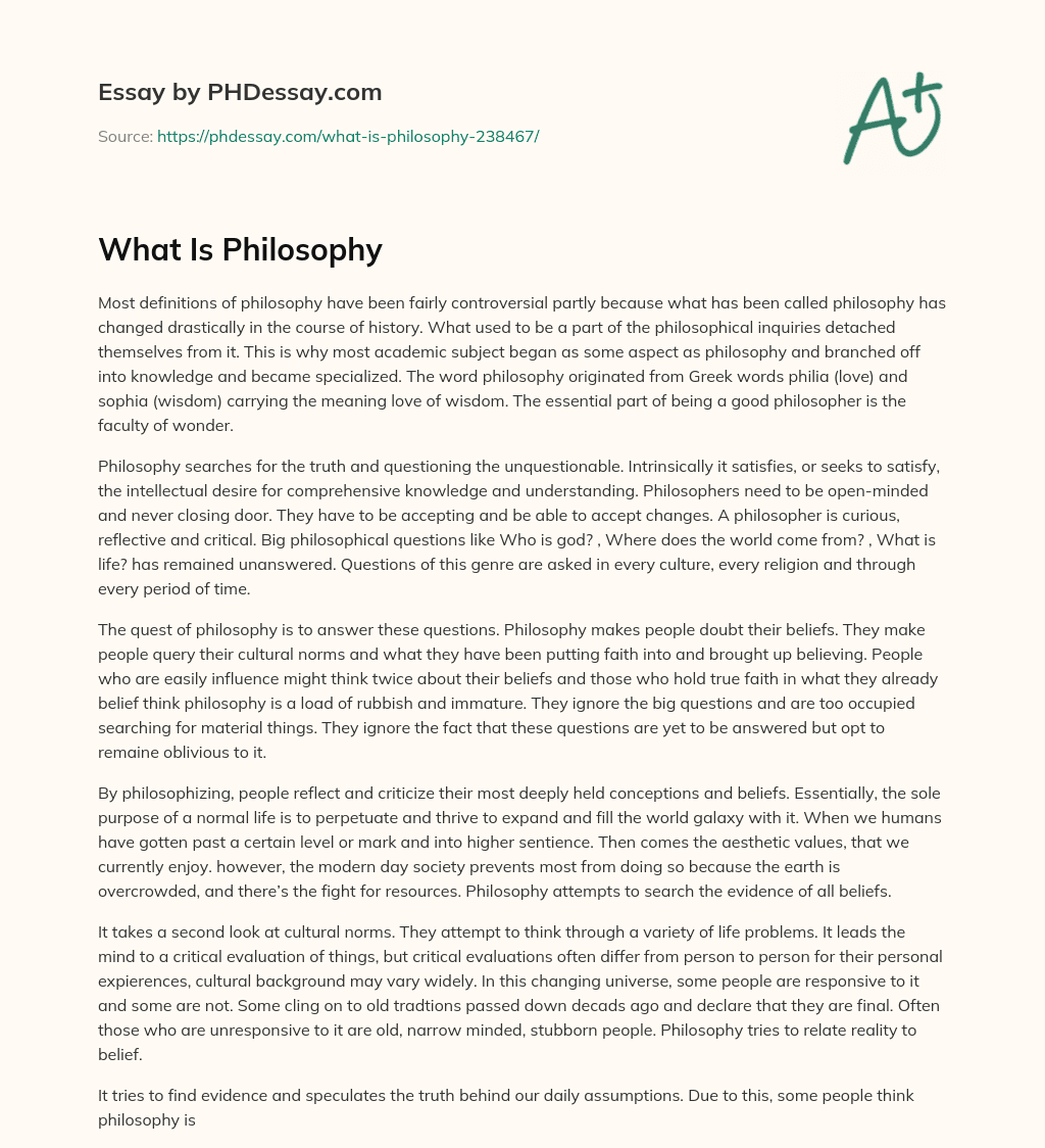 What Is Philosophy essay
