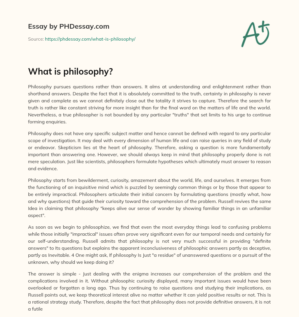 essay on importance of philosophy