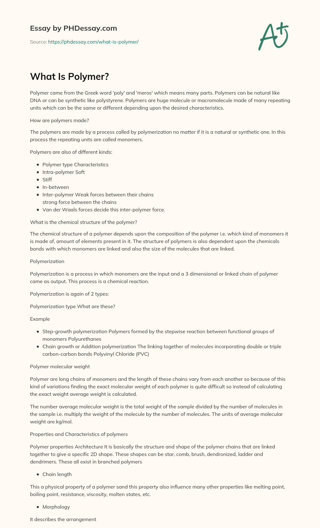 What Is Polymer? - PHDessay.com