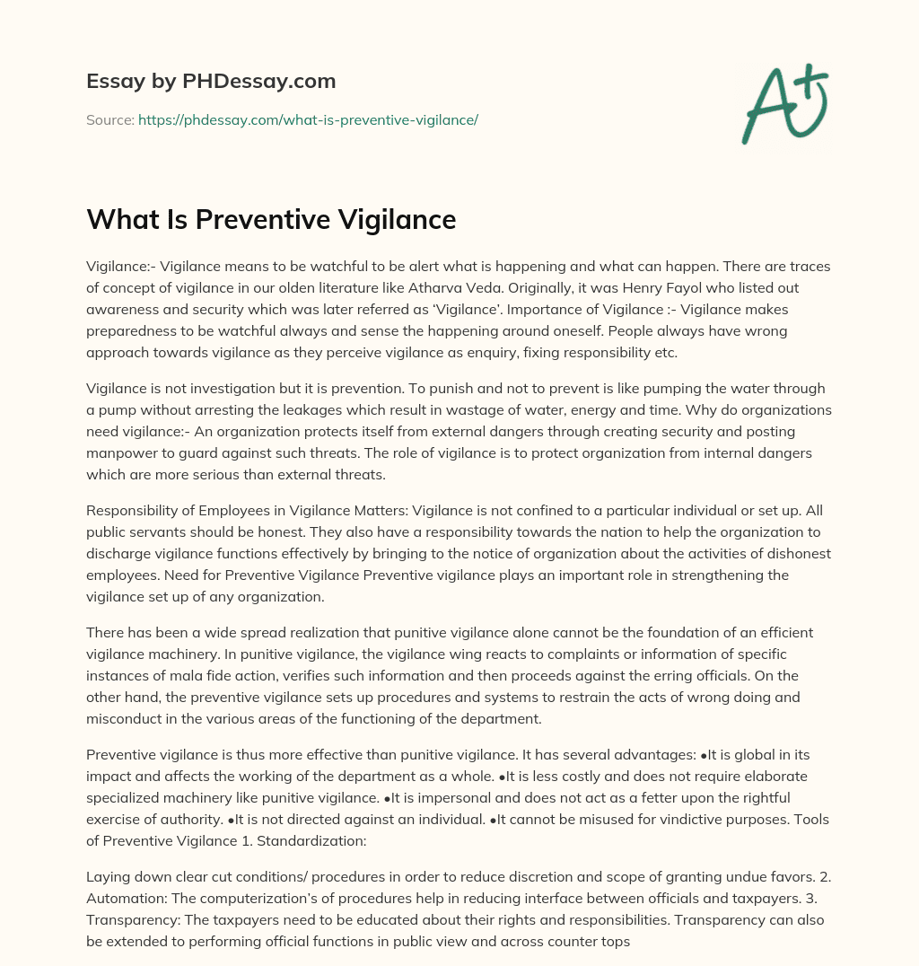 What Is Meant By Preventive Vigilance