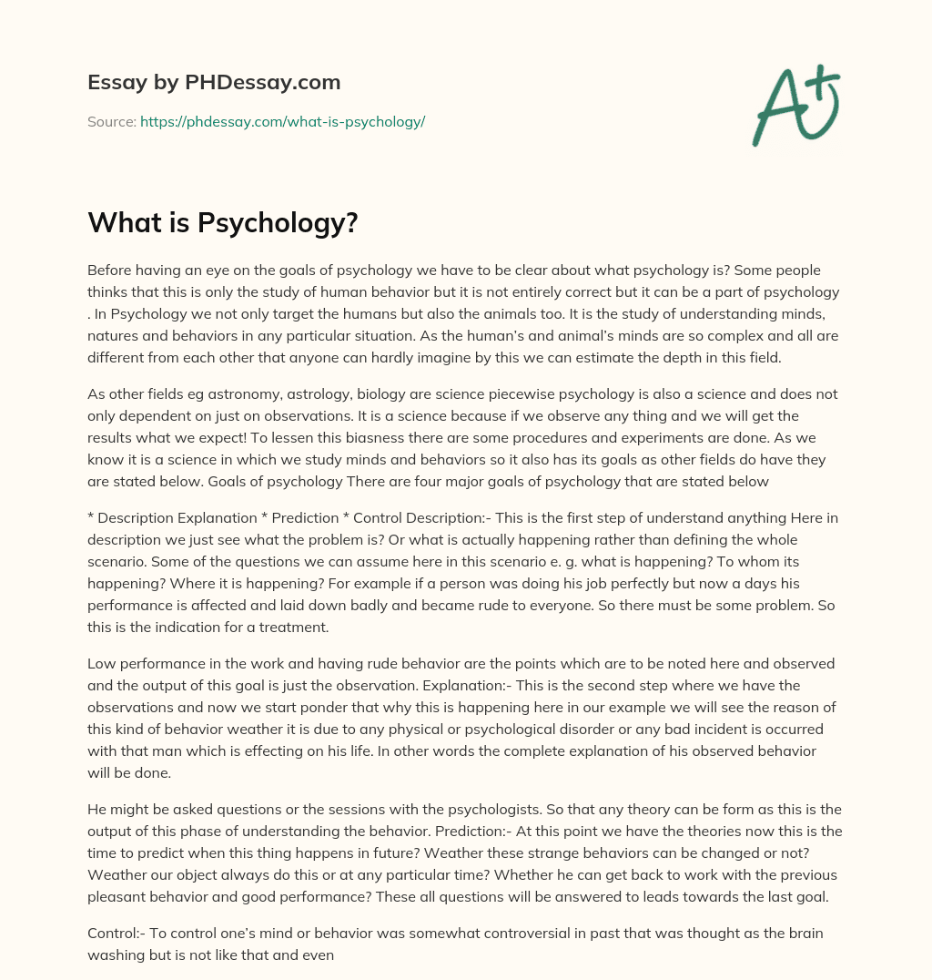 essay on what is psychology