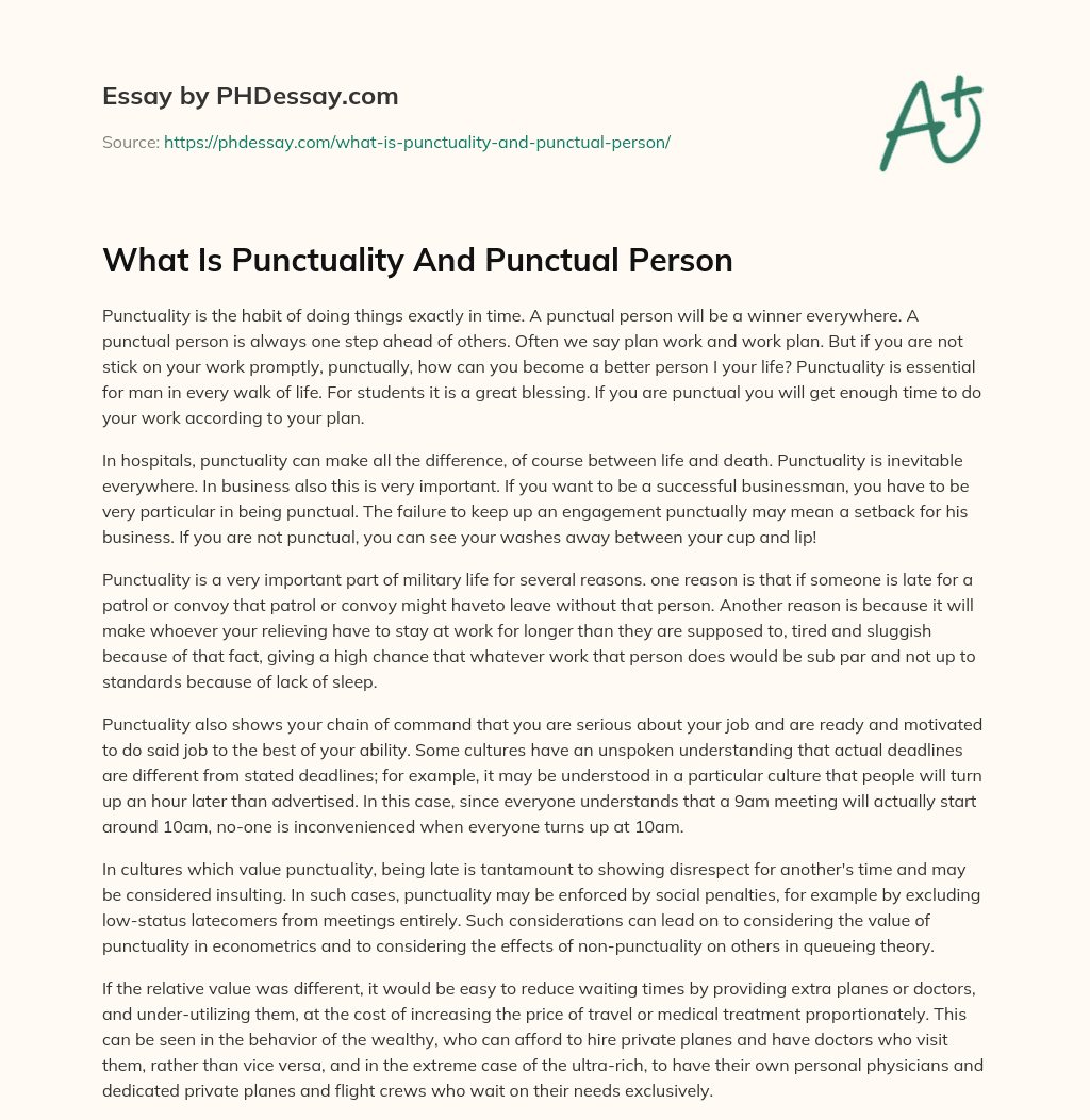 What Is Punctuality And Punctual Person Essay Example 500 Words 