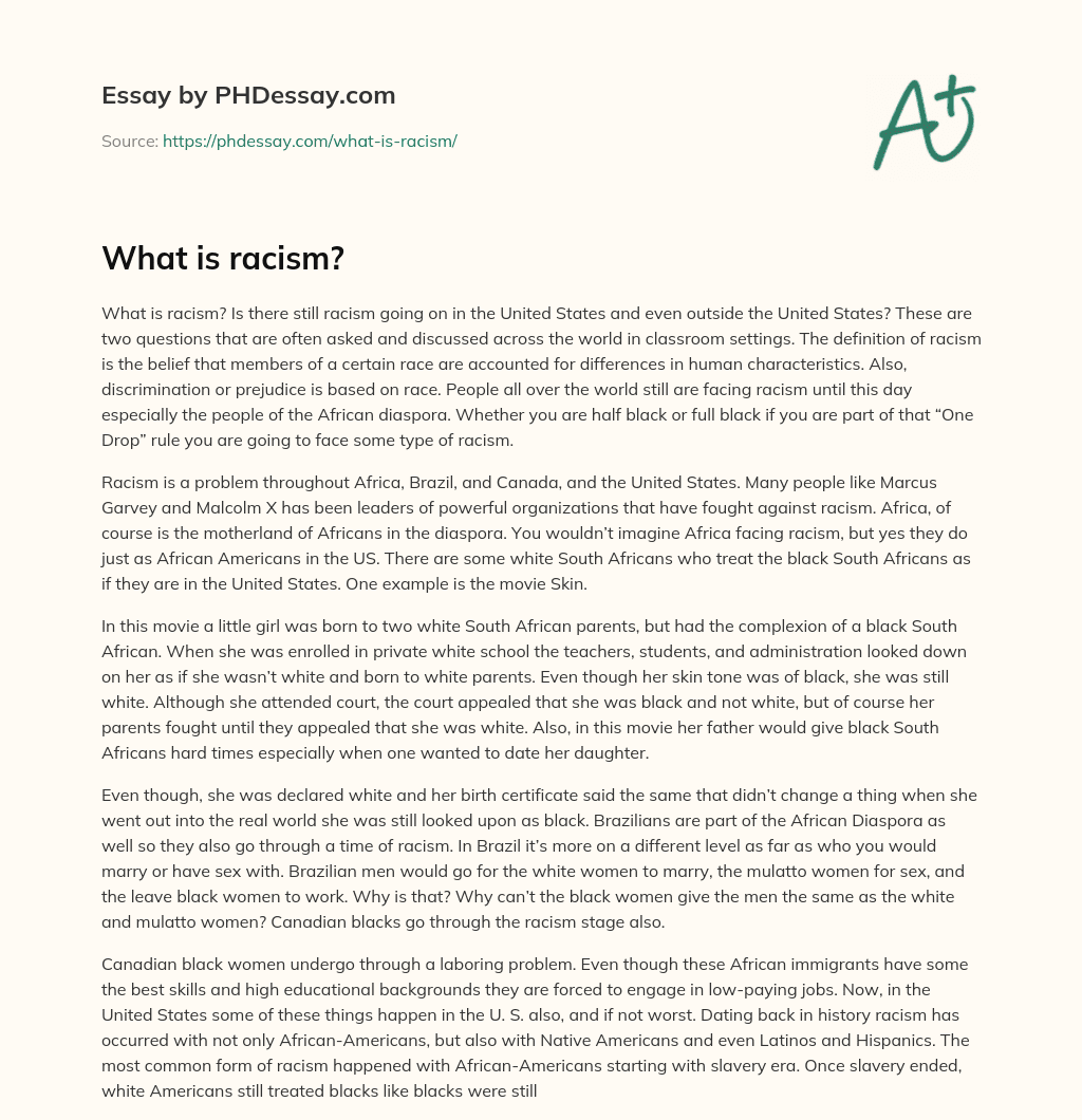 What is racism? essay