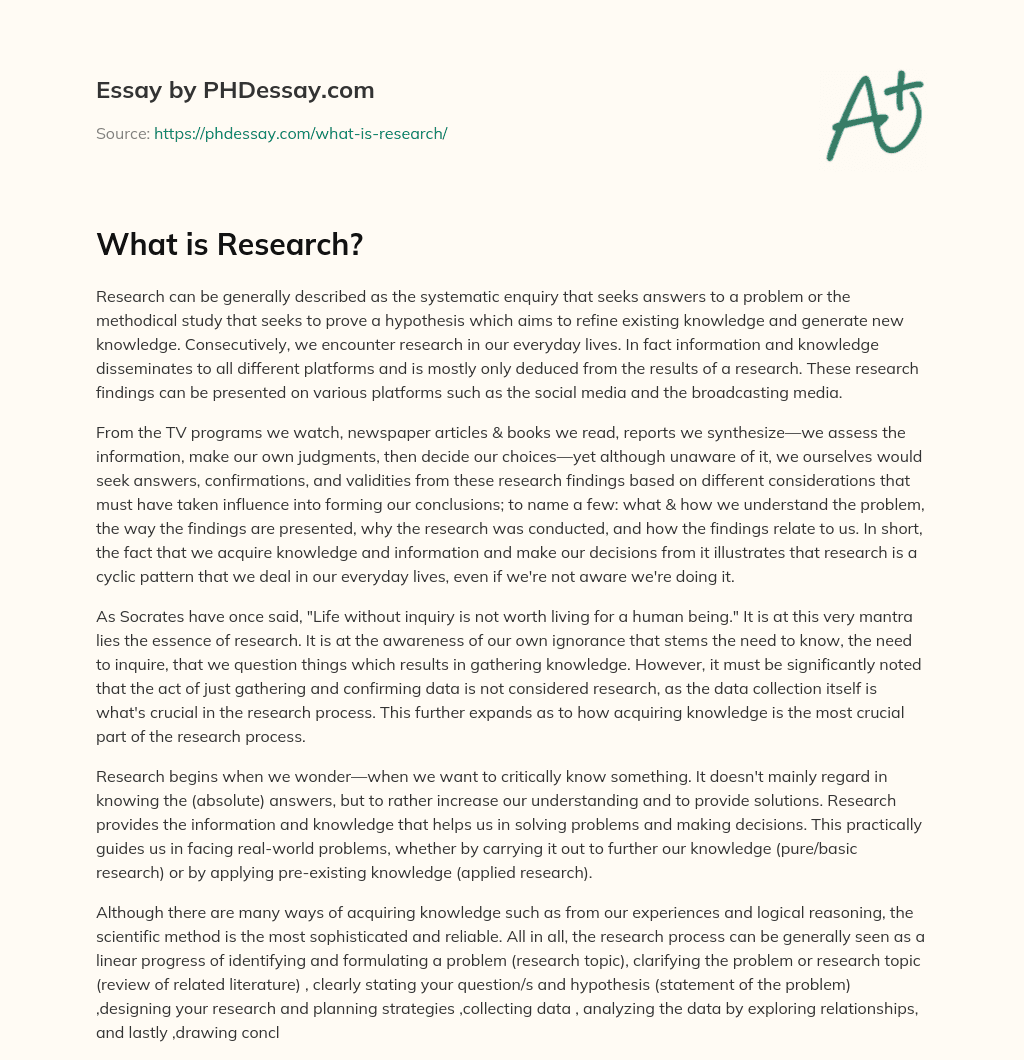 What is Research? essay